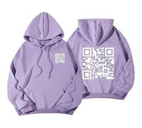 Funny Fu QR Code Hoodie, Scannable QR Code Hoodie Unisex, Fuck You QR Code Hoodie, Humorous Hidden Message Shirt, QR Scan Code Joke Funny Hoodie Unisex (UK, Alpha, XL, Regular, Regular, Purple)