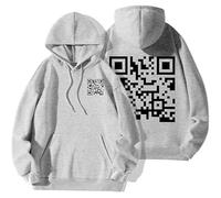 Funny Fu QR Code Hoodie, Scannable QR Code Hoodie Unisex, Fuck You QR Code Hoodie, Humorous Hidden Message Shirt, QR Scan Code Joke Funny Hoodie Unisex (UK, Alpha, L, Regular, Regular, Grey)