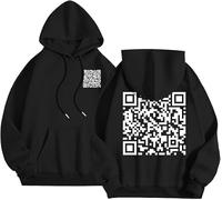Funny Fu QR Scan Code Hoodie, Unisex Winter Thick Sweatshirt, Scannable QR Code Hoodie (UK, Alpha, 5XL, Regular, Black)