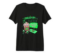 Funny Fueled by Coffee Sarcastic Green Leopard Shy Introvert Premium T-Shirt