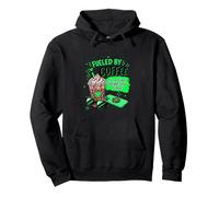 Funny Fueled by Coffee Sarcastic green leopard shy introvert Pullover Hoodie