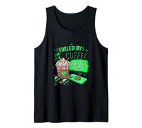 Funny Fueled by Coffee Sarcastic Green Leopard Shy Introvert Tank Top