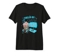 Funny Fueled by Coffee Sarcastic Teal Leopard Shy Introvert Premium T-Shirt