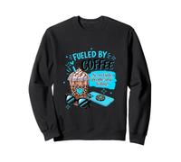 Funny Fueled by Coffee Sarcastic teal leopard shy introvert Sweatshirt