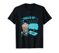 Funny Fueled by Coffee Sarcastic Teal Leopard Shy Introvert Value Graphic T-Shirt