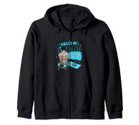 Funny Fueled by Coffee Sarcastic teal leopard shy introvert Zip Hoodie