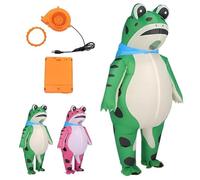 Funny Full Body Inflatable Frog Costume for Adults & Kids, Body Blow Up Frog Suit with Air Pump, for Halloween, Cosplay, Party Fun (Green,S(4.6-5.2))
