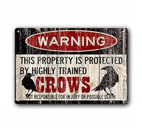 Funny Funny Crows Warning This Property Is Protected By Highly Trained Crows Vintage Bar Man Cave Cafe Office Garage Bathroom Home Wall Decoration Tin Sign 8x12 Inch