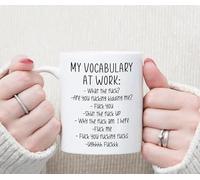 Funny Funny Novelty Coffee Mug Office Mug My Vocabulary at Work Sarcastic Cup Funny Gift for Boss Friends Co Workers 11Oz Gift for Women Men