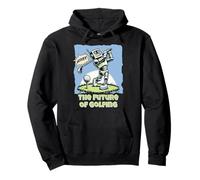 Funny Future Humanoid Robot AI Golf Whiff Retro Comic Art Pullover Hoodie