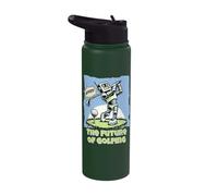 Funny Future Humanoid Robot AI Golf Whiff Retro Comic Art Stainless Steel Insulated Water Bottle