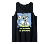 Funny Future Humanoid Robot AI Golf Whiff Retro Comic Art Tank Top