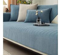 Funny Fuzzy Couch Cover for 1/2/3/4 Seater Washable Non Slip Sofa Protector in Solid Color table Sectal Slipcover (Blue 90 x 120cm)