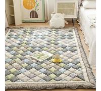 Funny Fuzzy Couch Cover Quilted Carpet, Garden Chic Cotton Protective Mat for Living Room Hand Patchwork Thicken Bedroom Rugs Anti Slip Large Kids Room Rug(Grey,70 * 210cm/27 * 82")