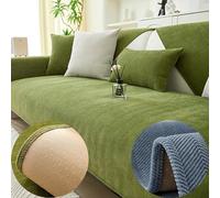 Funny Fuzzy Herringbone Sofa Cover Chenille Fabric Protector for Couch Green Furniture Cover 90x180cm (35.4x70.9in) Stylish Durable Easy to Clean
