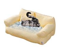 Funny Fuzzy Ice Silk Cooling Pet Bed Breathable Washable Cat Dog Sofa Bed, Dog Cooling Bed Summer Sleeping Cool Ice Silk Bed , Pet Summer Cooling Bed For Small, Medium, Large Dogs & Cats(Yellow,M)