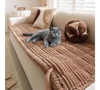 FUNNY FUZZY Pet Couch Covers for Sofa, Washable Dog Couch Cover Protector for Dogs, Flannel Couch Covers for Dogs Pet Friendly Pets Mat Bed (Brown, 35.4"x70.9")