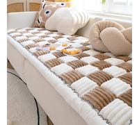 Funny Fuzzy Pet Mat Bed Couch Cover Cream-Coloured Large Plaid Square Cotton Protective Couch Cover For Floor Squishmallow Pet Mat (Color : Brown, Size : 19.6x19.6in)