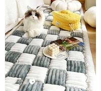 Funny Fuzzy Pet Mat Bed Couch Cover Cream-Coloured Large Plaid Square Cotton Protective Couch Cover For Floor Squishmallow Pet Mat (Color : Grey, Size : 17.7x17.7in)