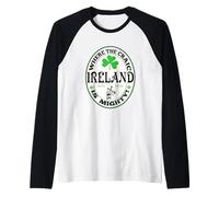 Funny Gaelic Irish Saying Ireland Where The Craic is Mighty Raglan Baseball Tee