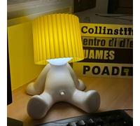 Funny Gag Gifts for Adults - Sitting Little Man Night Light with Interactive Switch, Quirky Bedside Atmosphere Table Lamp, Unique White Elephant Gift for Men Women, Creative Desk Decor (Yellow Hat)