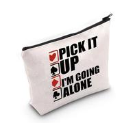 Funny Gambler Gift Pick It Up Im Going Alone Euchre Makeup Bag Card Game Lover Gift Bridge Card Game Cosmetic Bag