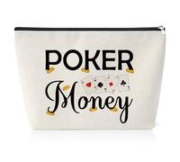 Funny Gambler Gift Poker Money Cosmetic Bag for Women Casino Lover Gift Christmas Birthday Presents for Gambler Casino Lover Friends Her Retirement Gift for Grandma Zipper Makeup Pouch