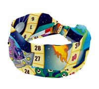 Funny Game Board Monster Rocket Alien Planet Headbands for Women, Wide Turban Headband, Non Slip Head Wraps, Elastic Sweat Yoga Workout Hairband Soft Hairwrap Bandana
