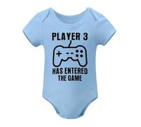 Funny Gamer Bodysuit Player 3 Has Entered The Game Baby Infant Player 3 Infant Baby New Play Sky Blue-style-1 6months