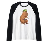 Funny Gamer Capybara Turtle Gaming Controller Kids Teens Raglan Baseball Tee