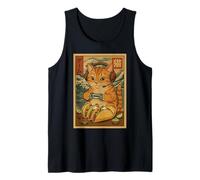 Funny Gamer Cat with Tacos Controller Retro Japanese Gaming Tank Top