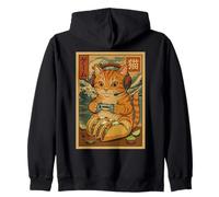 Funny Gamer Cat With Tacos Controller Retro Japanese Gaming Zip Hoodie