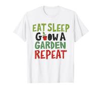 Funny Gamer Eat Sleep Grow A Garden Repeat Design T-Shirt