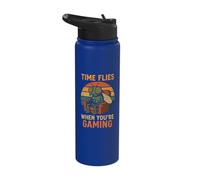 Funny Gamer Humor Fly Pun Retro Video Game Lovers Console Stainless Steel Insulated Water Bottle