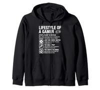 Funny Gamer Lifestyle Late Night Video Games Pizza Gaming Zip Hoodie