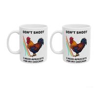 Funny Gamer Mug: Don't Shoot I Need Apricots for My Chicken - Humorous Glass Coffee Cup for Gamers, Meme Lovers, Friends; Microwave and Dishwasher Safe, White, 3.6 x(2)