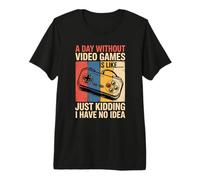 Funny Gamer Retro Controller A Day Without Video Games Premium T-Shirt