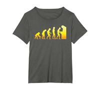 Funny Gamer T-Shirt, Gaming Evolution, G y Zany Brainy T-Shirt, Women's Plus, Asphalt Grey, 4X