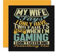 Funny Gamer Valentines Cards for Husband - I Only Have Faults - Joke Happy Birthday Card for Husband from Wife Partner, Video Gaming Game Gifts, 145mm Anniversary Greeting Cards