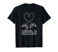 Funny Gamers Level 2 Complete 2nd Wedding Anniversary T-Shirt