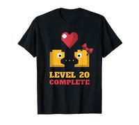 Funny Gamers Level 20 Complete 20th Wedding Anniversary T-Shirt