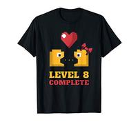Funny Gamers Level 8 Complete 8th Wedding Anniversary T-Shirt