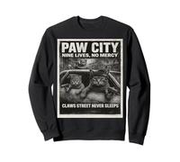 Funny Gangster Cat With Gun Paw City Black and White Poster Sweatshirt