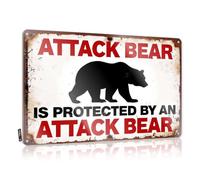 Funny Garage Bar Signs Attack Bear Is Protected By An Attack Bear. Tin Sign Bar Metal Tin Sign Tin Signs Camping Rules(30X40CM)