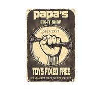 Funny Garage Signs Decorations Papas Fix It Shop Metal Tin Signs Man cave Decor Decorations Father's Day Gifts Papa's Fix-It Shop, 8x12 Inch