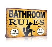 Funny Garage Tin Sign Rules For The Bathroom: No Smoking, No Phones Tin Sign Vintage Bar Decor Metal Signs For Home Decor(30X40CM)