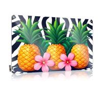 Funny Garage Tin Sign Three Pineapples With Pink Flowers On Zebra Print Background Tin Sign Cave Man Bar Cave Man Bar(30X40CM)