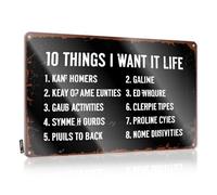 Funny Garage Tin Sign Top 10 Things I Want In Life Tin Sign Cave Man Bar Cave Man Bar(20X30CM)