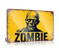 Funny Garage Tin Sign Zombie Warning: The Undead Threat Tin Sign Man Cave Sign Decor Mancave Signs And Decor(20X30CM)