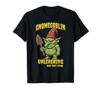 Funny Garden Gnome Goblin Grumpy Fantasy Trowel Design T-Shirt